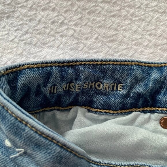 American Eagle hi-rise shortie distressed cutoff cotton stretch denim jean short - Picture 10 of 11